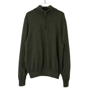 Brooks Brothers 346 Dark Green Quarter Zip Sweater Merino Wool Men's Large